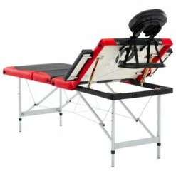 VidaXL Table de massage pliable 4 zones Aluminium Noir et rouge -Autres Soldes image 6 110246