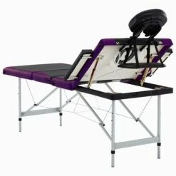VidaXL Table de massage pliable 4 zones Aluminium Noir et violet -Autres Soldes image 6 110247