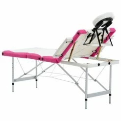 VidaXL Table de massage pliable 4 zones Aluminium Blanc et rose -Autres Soldes image 6 110250