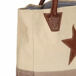 VidaXL Sac a provisions Beige 32x10x37,5 cm Toile et cuir véritable -Autres Soldes image 6 247772