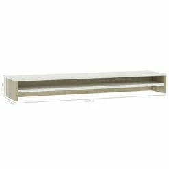 VidaXL Support de moniteur Blanc et chêne Sonoma 100x24x13cm Aggloméré -Autres Soldes image 6 800338