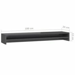 VidaXL Support de moniteur Gris brillant 100 x 24 x 13 cm Aggloméré -Autres Soldes image 6 800341